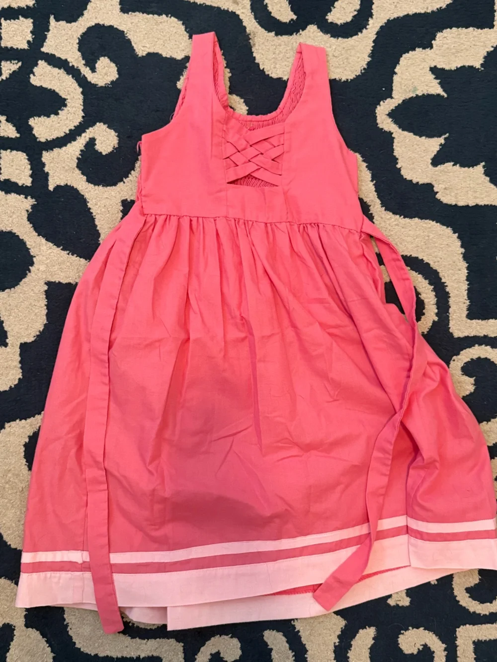 Girls Pink Embroidered Smoked dress